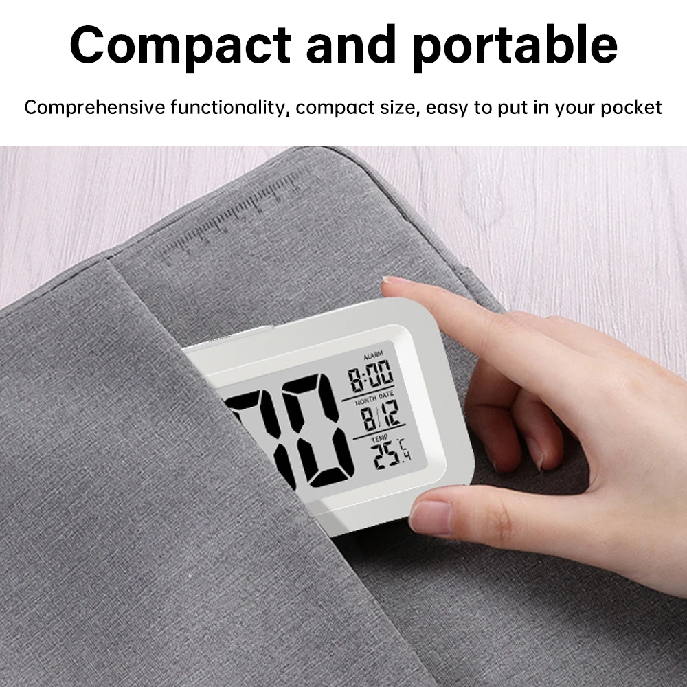 Digital LCD Alarm Clock With Calendar Thermometer Large Display Home Office Travel Desk Clock Electronic Kids Alarm Clock 5