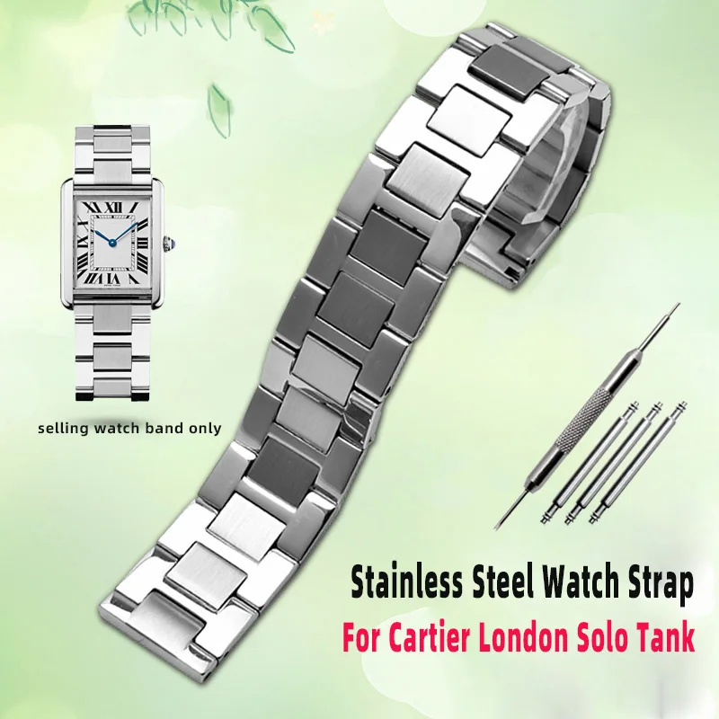 

16mm 17.5mm 20mm 22mm 23mm Solid Stainless Steel Watch Strap for Cartier London Solo Tank Belt Men Women Watch Band Accessories