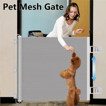 2025 Hot Retractable Pet Gate - Anti-Escape Reinforced Mesh, No-Drill Safety Barrier for Puppies/Kittens, Stairs/Hallway/Balcony 1
