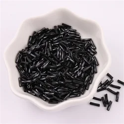 Vibrant Twisted Glass Bugle Beads for Jewelry and Garment Design (300 Pieces) (Solid Black12)