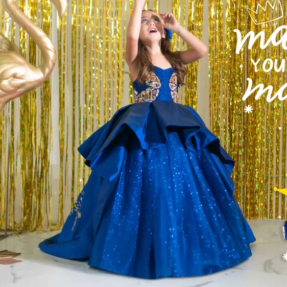 

Royal Blue Mini Quinceanera Dresses Ball Gown Tulle Appliques Flower Girl Dresses For Weddings Mexican Pageant Dresses Baby