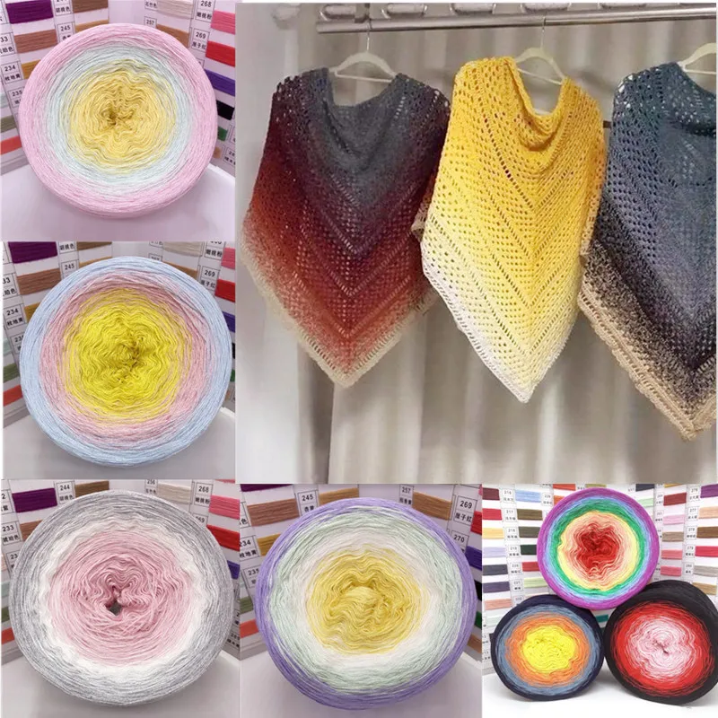300g Gradient Cake Yarn Organic Cotton Blended Yarn Spring and Summer Crochet Skirt Shawl Lace Thread DIY Hand Knitted Wool 4