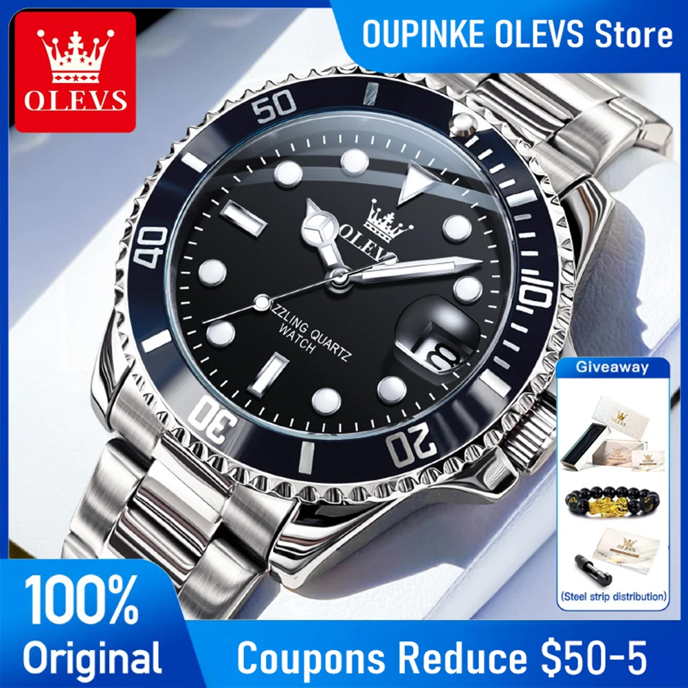 OLEVS Watches 5885 Mens Watch Original High Quality Quartz Watch Waterproof Luminous Calendar  Watches For Men Box Gifts Reloj