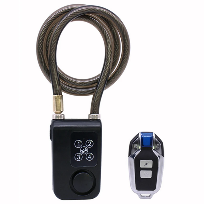 Cycling Security Lock Anti-Theft Vibration Alarm Lock Electric Motorcycle Code Chain Blue