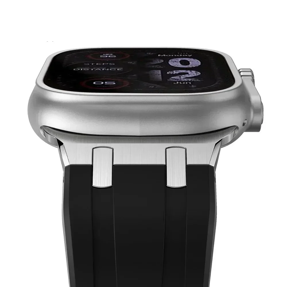 애플 워치 울트라 2 1 용 소프트 실리콘 스트랩, 49mm 시리즈 9 8 7 41 45mm 고무 밴드, 아이워치 6 5 4 se 42mm 44mm 남성용 팔찌