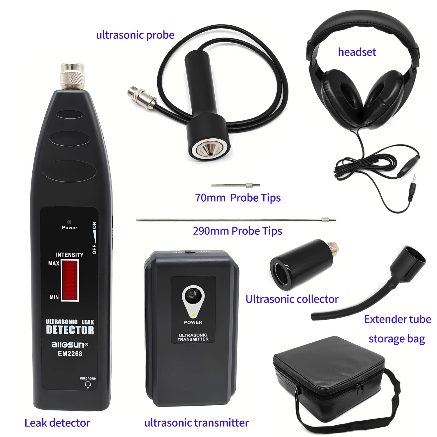 EM2268 초음파 누출 감지기 송신기 36KHz-44KHz 센서 가스 누출 다기능 가스 분석기
