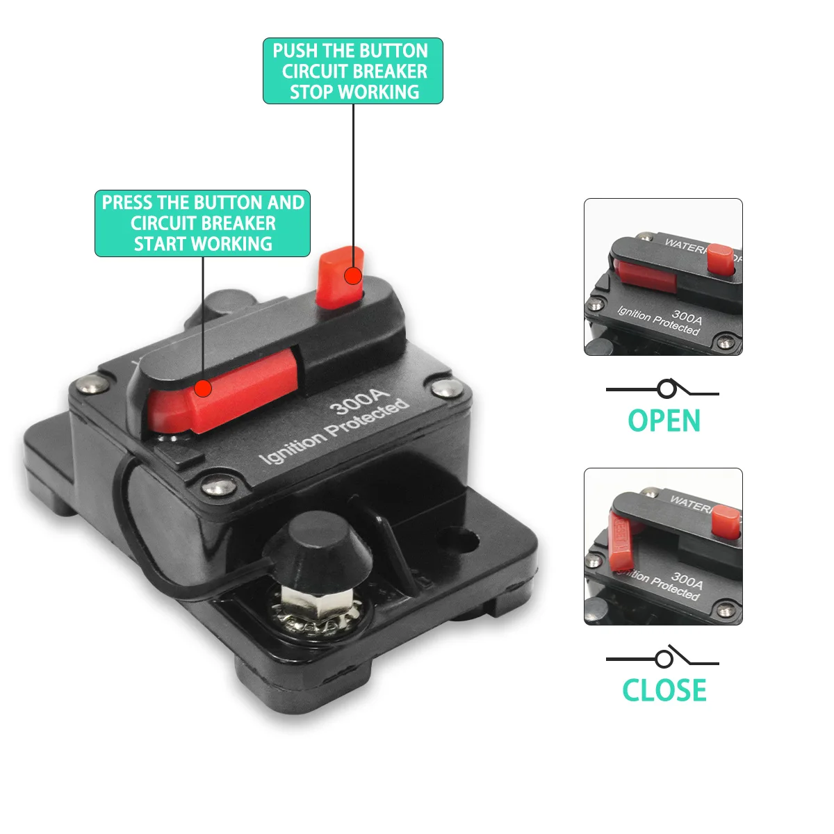 Circuit Breaker Power Protect Fuse 30-300 A Amp Manual Reset for Car Auto Boat Stereo Audio circuit breaker car fuses kit