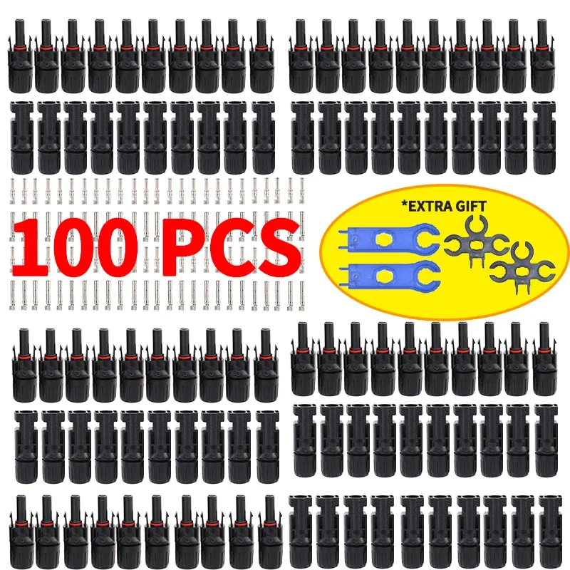 Solar Connector PV Plug 400/200/100/10 Pcs 1000V DC 30A Connectors Kit for Photovoltaic PV/MC Cable 2.5/4/6mm&sup2;