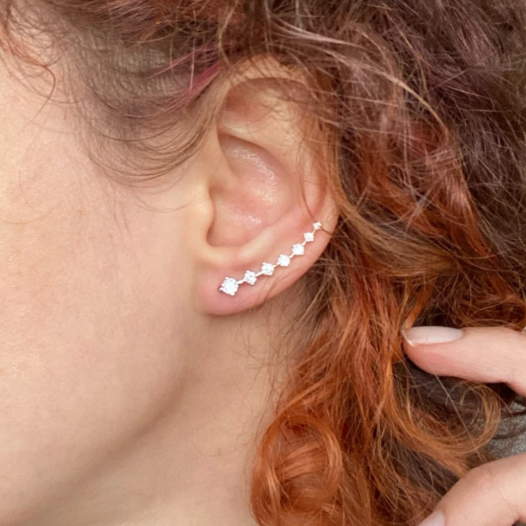 

Long Dipper Ear Hook Clip Climbing Earring for Women Shiny Zirconia Rose Gold Color Ear Cuff Earing Gift Fashion Jewelry E527