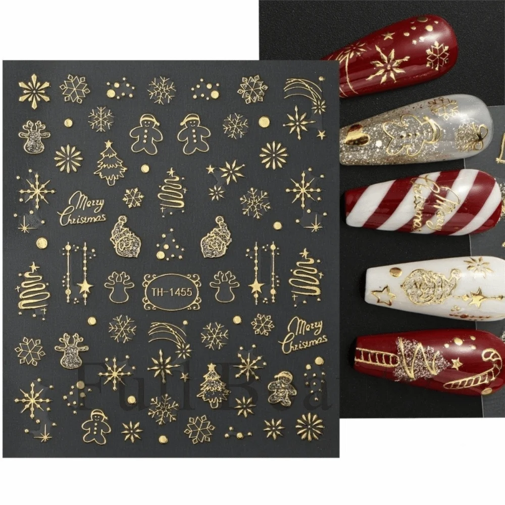 Snowflakes Reflective Glitter Nail Stickers 3D Design Sparkle Christmas Nail Decals Adhesive Nail Decals Christmas Season