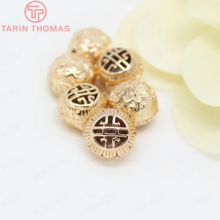 

(2790)4PCS 10.5x11.5MM 24K Gold Color Plated Brass Lotus Spacer Beads Bracelet Beads High Quality Diy Jewelry Accessories