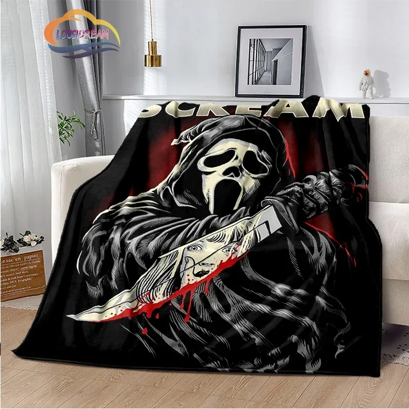 

3D Printing Scary Series Blanket Horrible Movie Scream Flannel Blankets Horror Killer Throw Blanket for Sofa Bed Bedroom Blanket