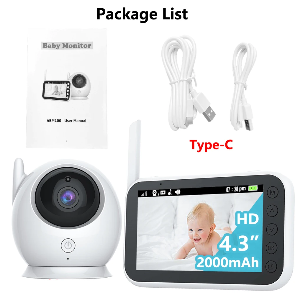 4.3 inch 2000mAh Battery Baby Monitor Camera Video Two Way Audio Intercom Auto Night Vision Kids Security Camera Babysitte wireless baby monitor video baby monitor