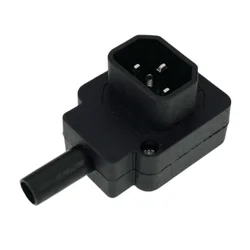 Durable Black Elbow Power Cord with IEC Connector - 10A 250V (Elbow C14 plug)