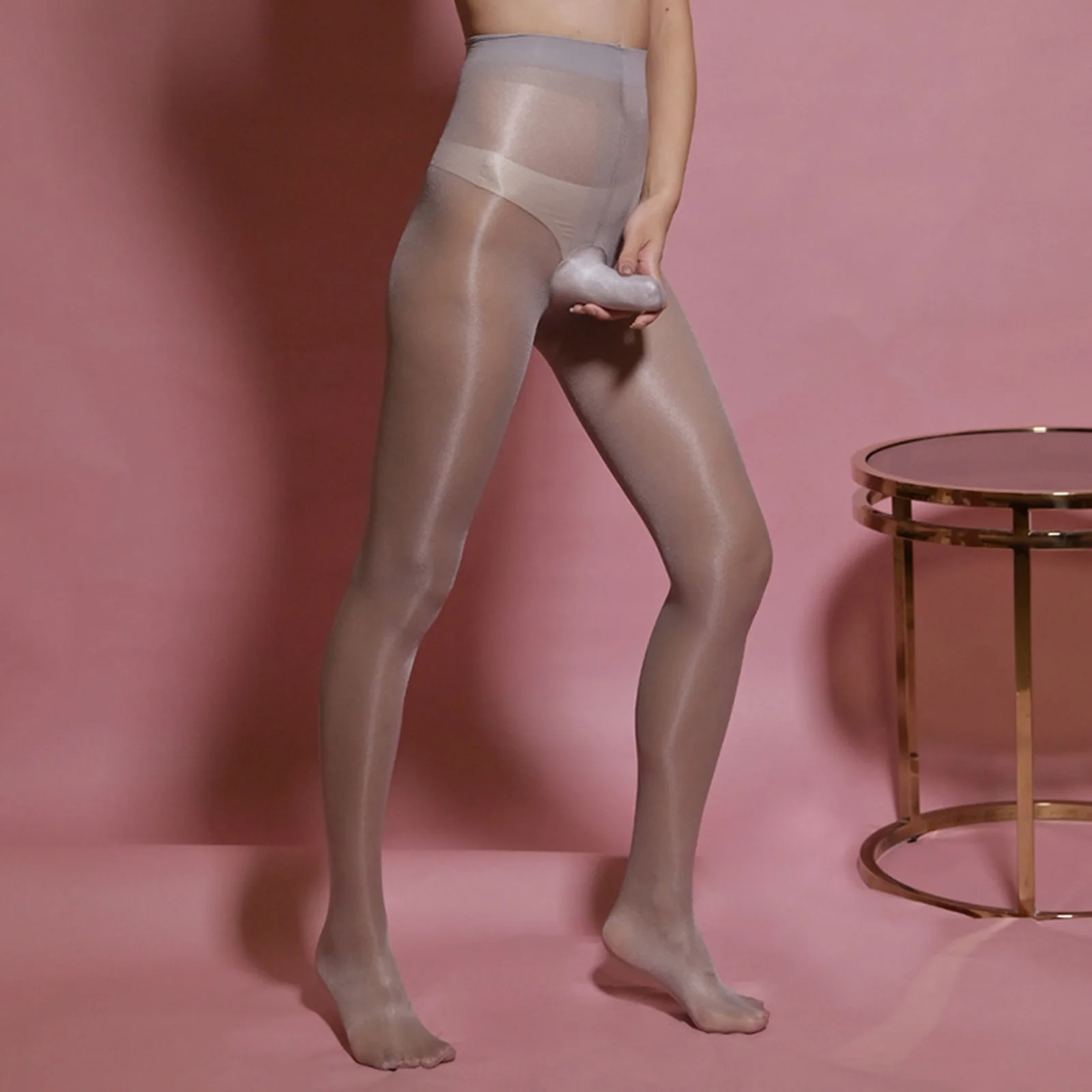 Men Glossy See-Through Stretchy Pantyhose Contour Pouch Tights Sheer Leggings Accessories Costume Cross-Dresser Transvestite