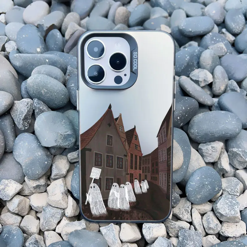 Niedliche Geister-Handyhülle für iPhone 17 16 15 14 Plus Pro Max 13 12 11 Pro Max Mini Stoßfeste Matte Laser-Schutzhülle Fundas – Detail 8