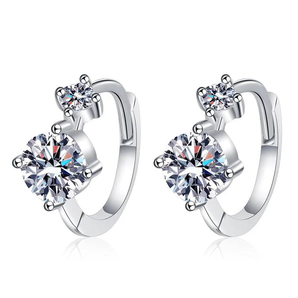 

E002 Lefei Fashion Trend Luxury Classic Simple 0.55ct Moissanite Circle Earring For Women 925 Sterling Silver Party Jewelry Gift