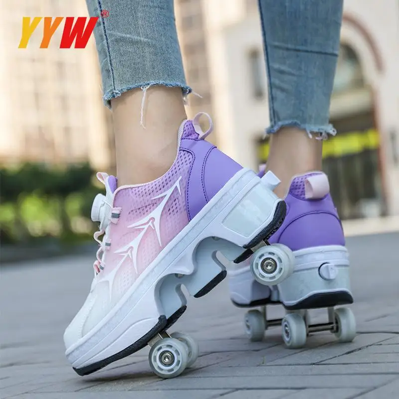 Four-Wheel Dual-Use Skating Shoes Double-Row Roller Student Men's