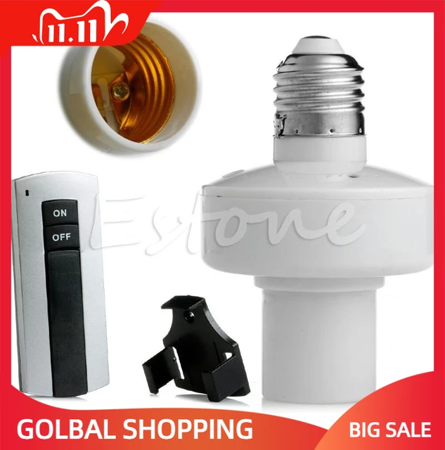 Wireless Remote Control Light Lamp E27 Screw Bulb Base Holder Cap