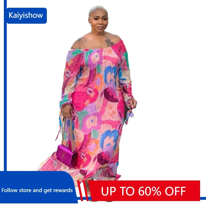 

Women Vintage Maxi Dresses 2023 Summer Sexy Deep V-Neck Long Sleeve Boho Print Long Dresses Female Beach Cover Up Elegant Robe