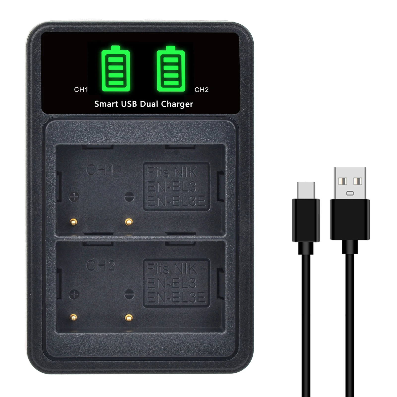 Rechargeable Battery 2400mAh EN-EL3E Battery + Charger for Nikon D50 D70 D70s D80 D90 D100 D200 D300 D300S D700 Camera