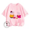 2024 Children Summer Peppa Pig Animated Cartoon Character Print Design O-neck Loose Version Type and Sporty Short Sleeve T-shirt 1