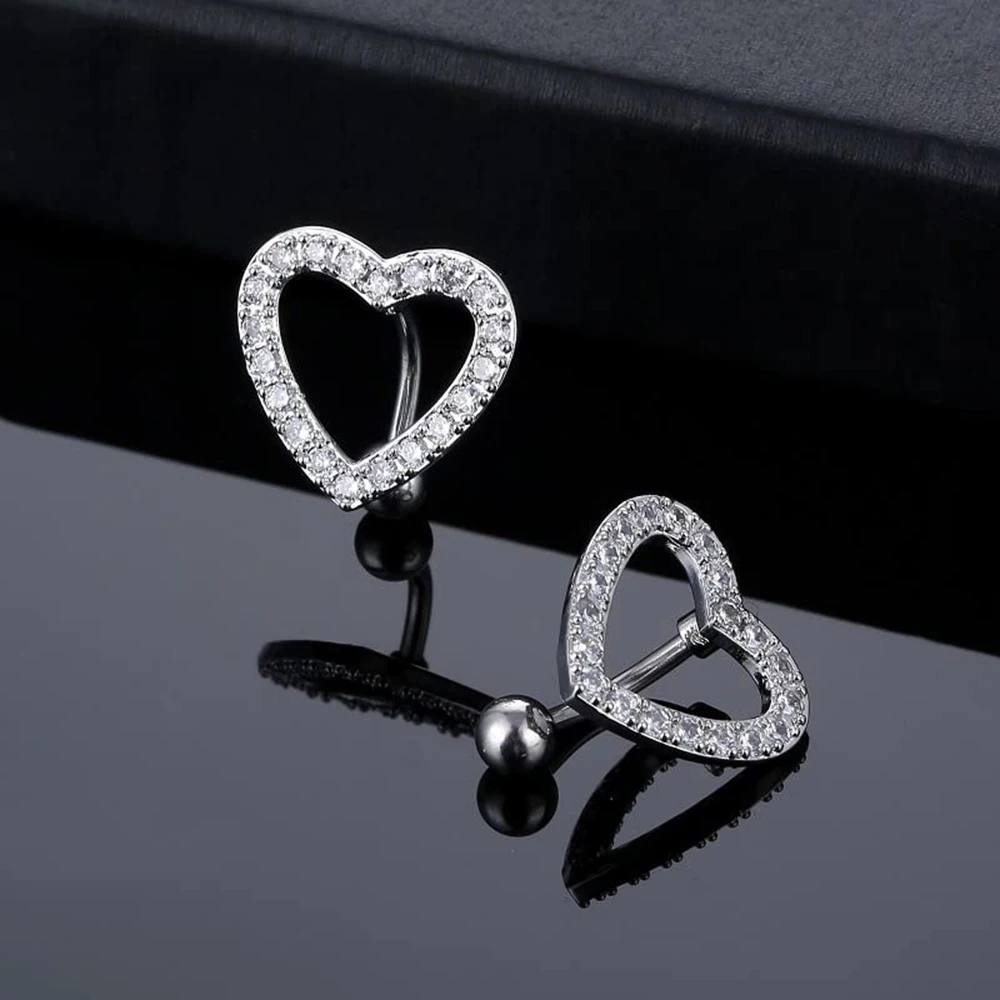 Belly Button Piercings Punk Heart Surgical Steel Reversed Bar Barbell Navel Piercing Sexy