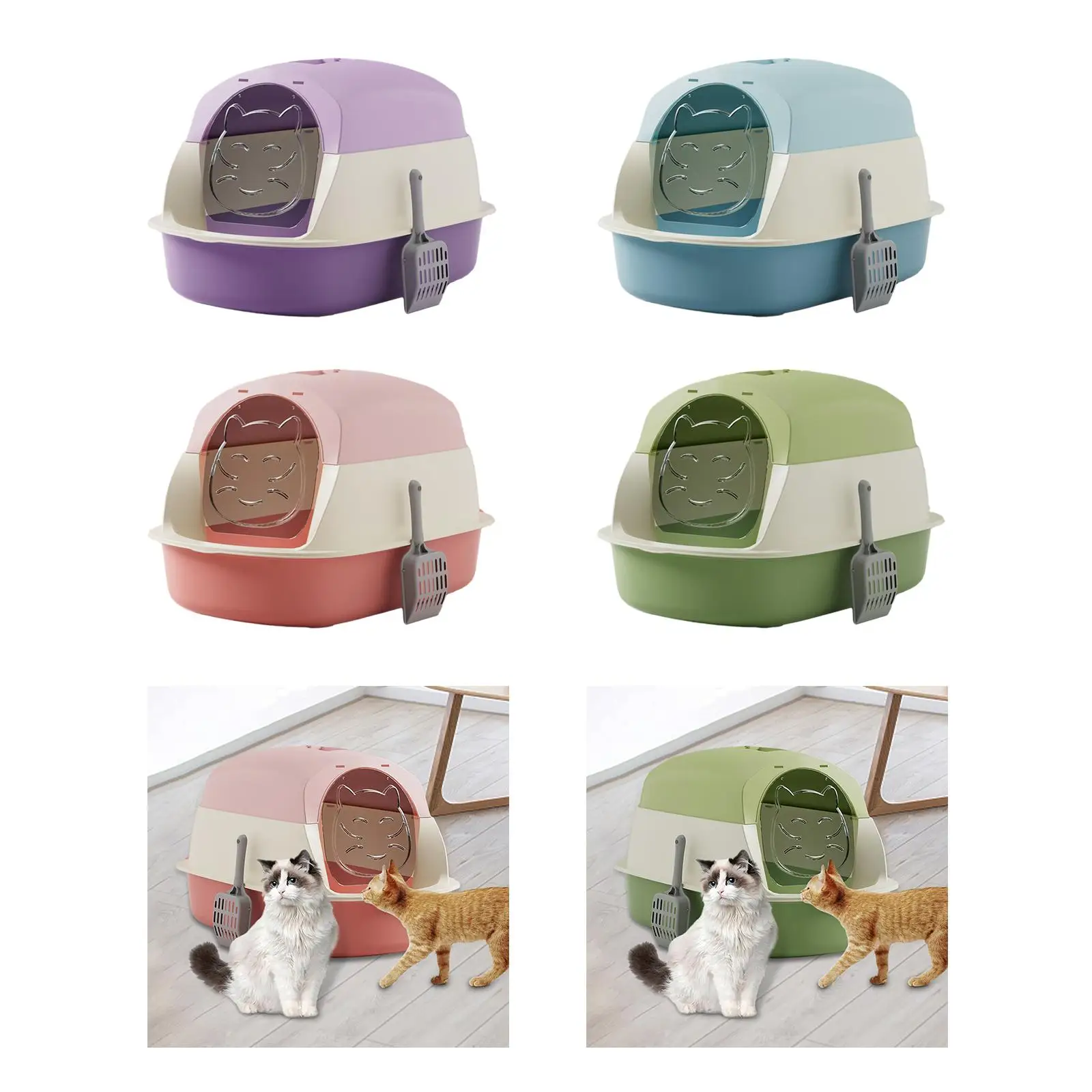 Hooded Cat Litter Boxes with Lid, Hooded Kitty Litter Tray, Enclosed Cat Toilet Kitty Litter Tray,