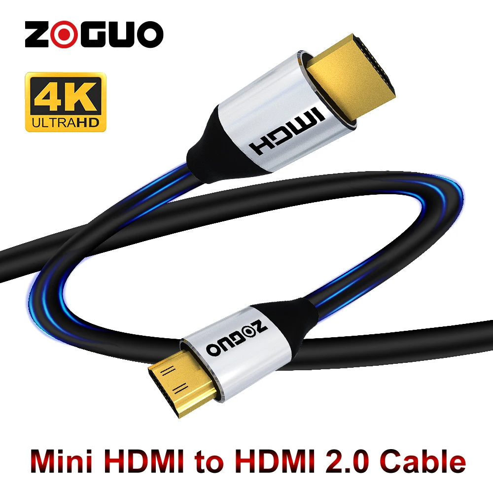 ZOGUO High Speed Mini HDMI to HDMI 2.0 Cable 4K 60HZ 1080P 3D For Tablet Camcorder MP4 Camera Display Micro Cable Adapter