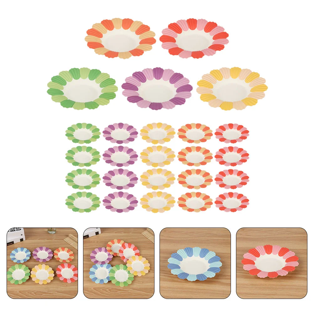 

50 Pcs Kids Paper Plates Flower Party Disposable Tray Dinner Tableware Holiday Home Child