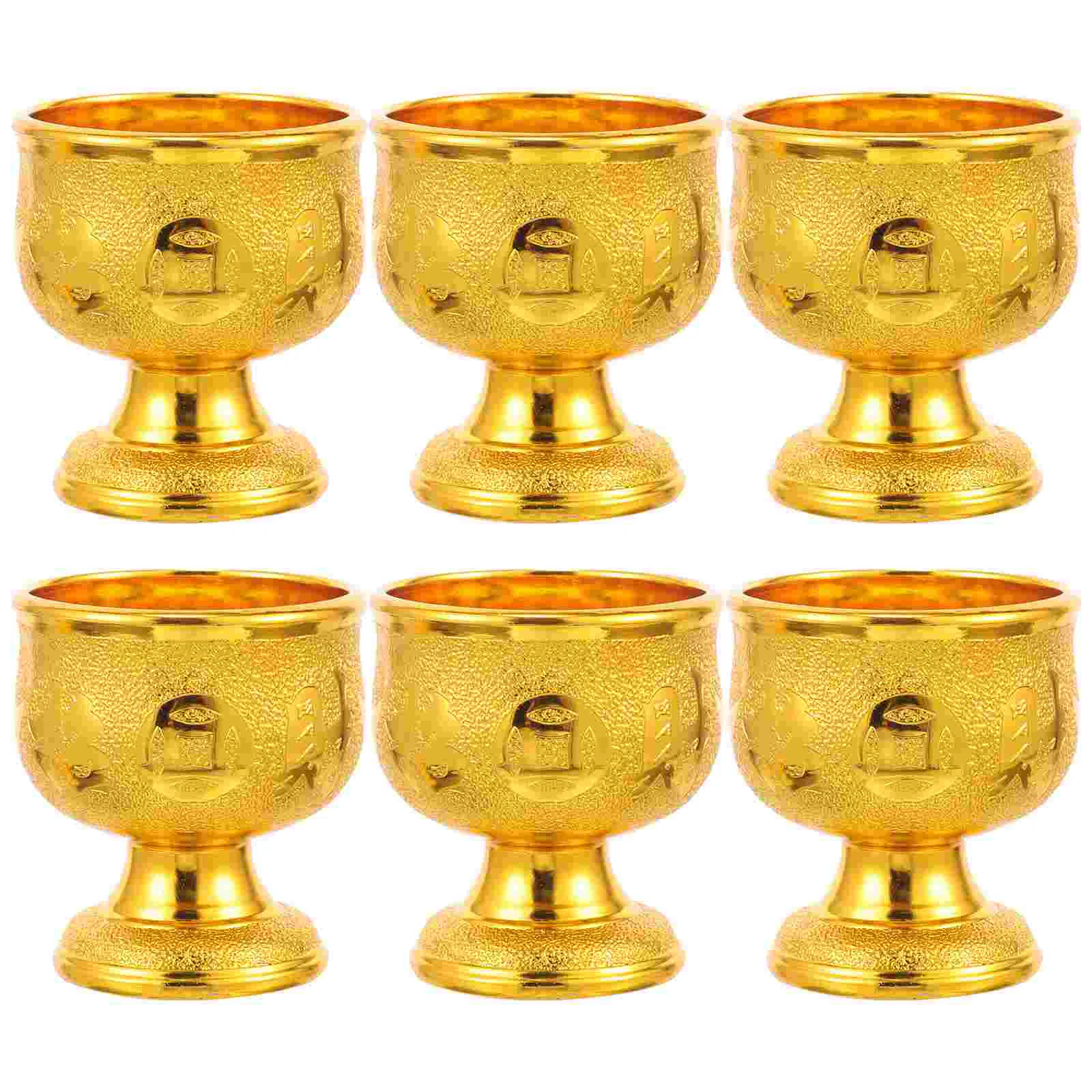 

6 Pcs Whiskey Glasses The Holy for Buddha in Ancestral Hall Smudge Bowl Offering Cup Metal Delicate Smudging Temple