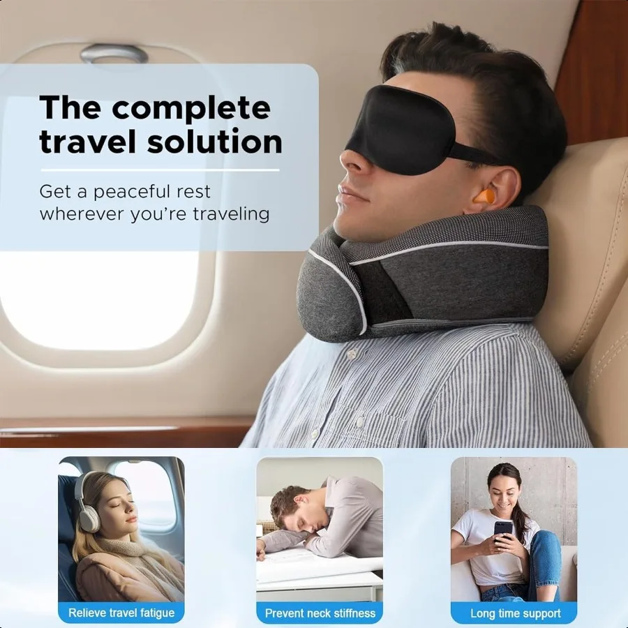 Travel Neck Pillow, Memory Foam U-shaped Pillow,Healthcare Memory Foam Neck Cervical Airplane Pillow Neck Cushion