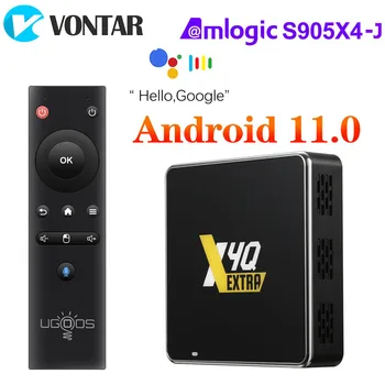 UGOOS X4Q 엑스트라 LPDDR4 TV 박스, 안드로이드 11, Winevine L1 Amlogic S905X4, 1000M BT, 4K 구글 보이스, 2G, 16G, 32G, X4Q 큐브 프로, 4GB, 128GB