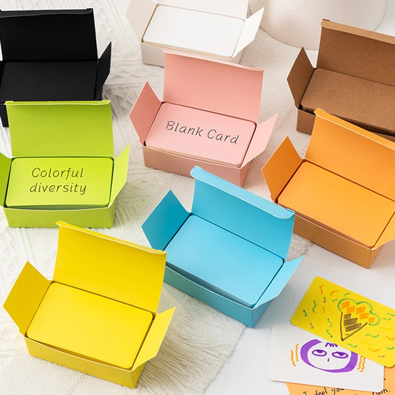 100Pcs/Box 다채로운 빈 인덱스 카드 두꺼운 하드 카드지 DIY 필기 플래..
