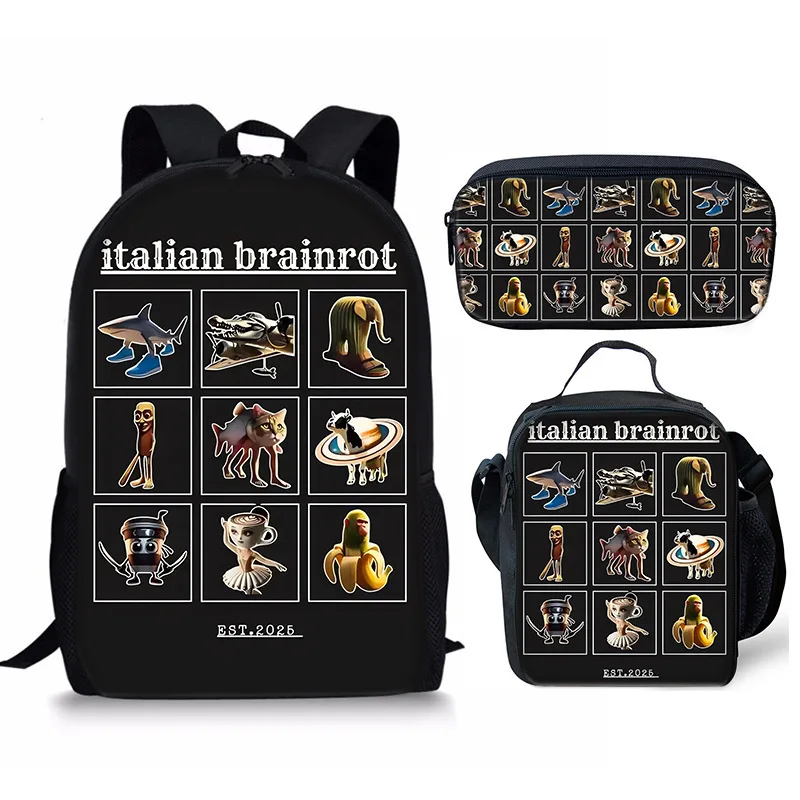 New Italian Brainrot Mountain and Sea Classic Foreign Wooden Stick Backpack Breathable and Durable Backpack Meal Bag Pen Bag 4