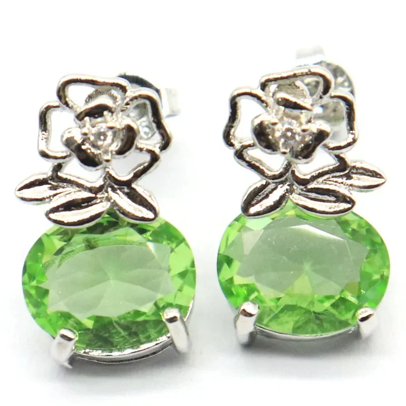 Customized 925 SOLID STERLING SILVER Earrings 3.3g Emerald Purple Spinel Tourmaline Garnet Blue Sapphire Women Gift Eye Catching