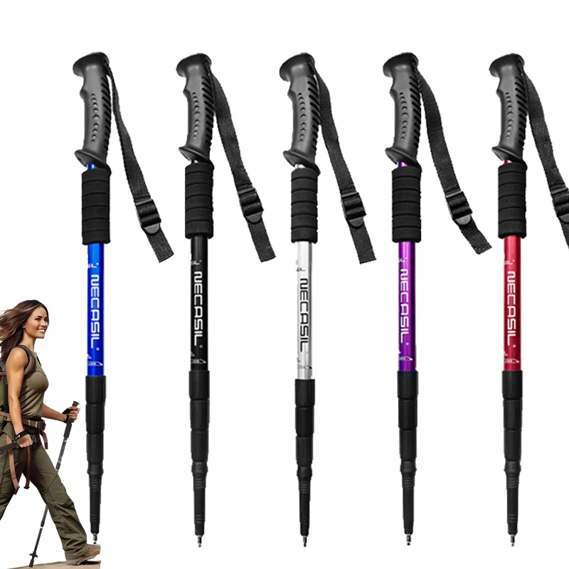 Enhanced Shock-Absorbing Adjustable Trekking Poles - Collapsible, Strong, and Lightweight