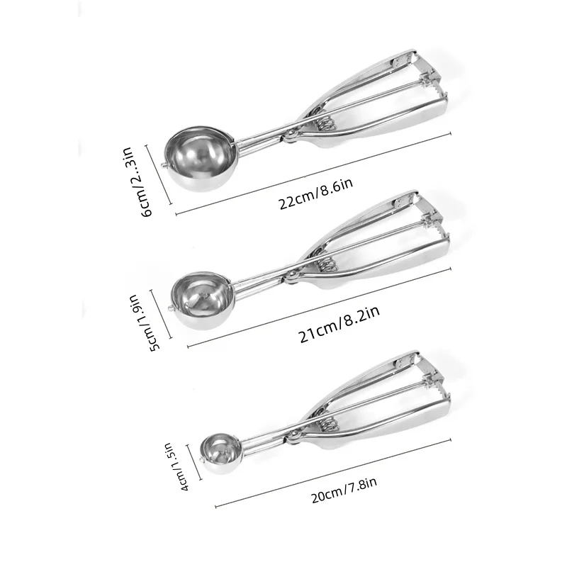 Stainless Steel Ice Cream Scoop Spring Handle Mash Potato Watermelon Ball Scoop Ice Cream Mold Home Kitchen Accessories Gadgets