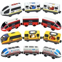 Wooden Train Toys Magnetic Set Electric Car Locomotive Diecast Slot Fit All Wood Brand Biro Railway Train Tracks For Kids Gifts 1