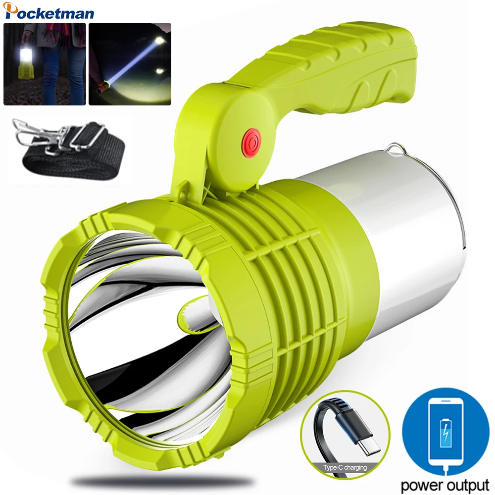 30W Super Bright LED Portable Flashlight Searchlight led Torch Rechargeable Waterproof Outdoor Spotlight for Camping