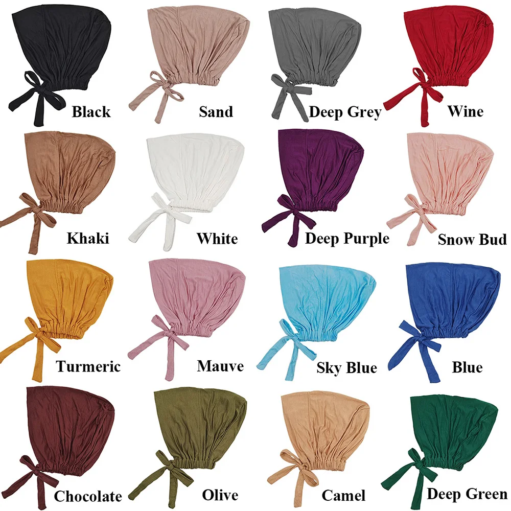 Muslim Turban Hat Inner Hijab Caps Islamic Underscarf Bonnet Female Headwrap muslim headwear