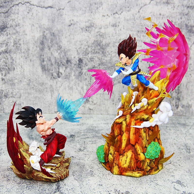 

Anime Dragon Ball LG Vegeta VS Son Goku Action Figure Gk Heaven and Earth Wave Statue Kaiouken Goku Piccolo Luminous Model Toys