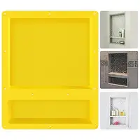 16" x 20" Double Shelf Yellow Rectangle Shower Niche Tile Bathroom Storage Leakproof Plastic Easy Installation Versatile Usage 1