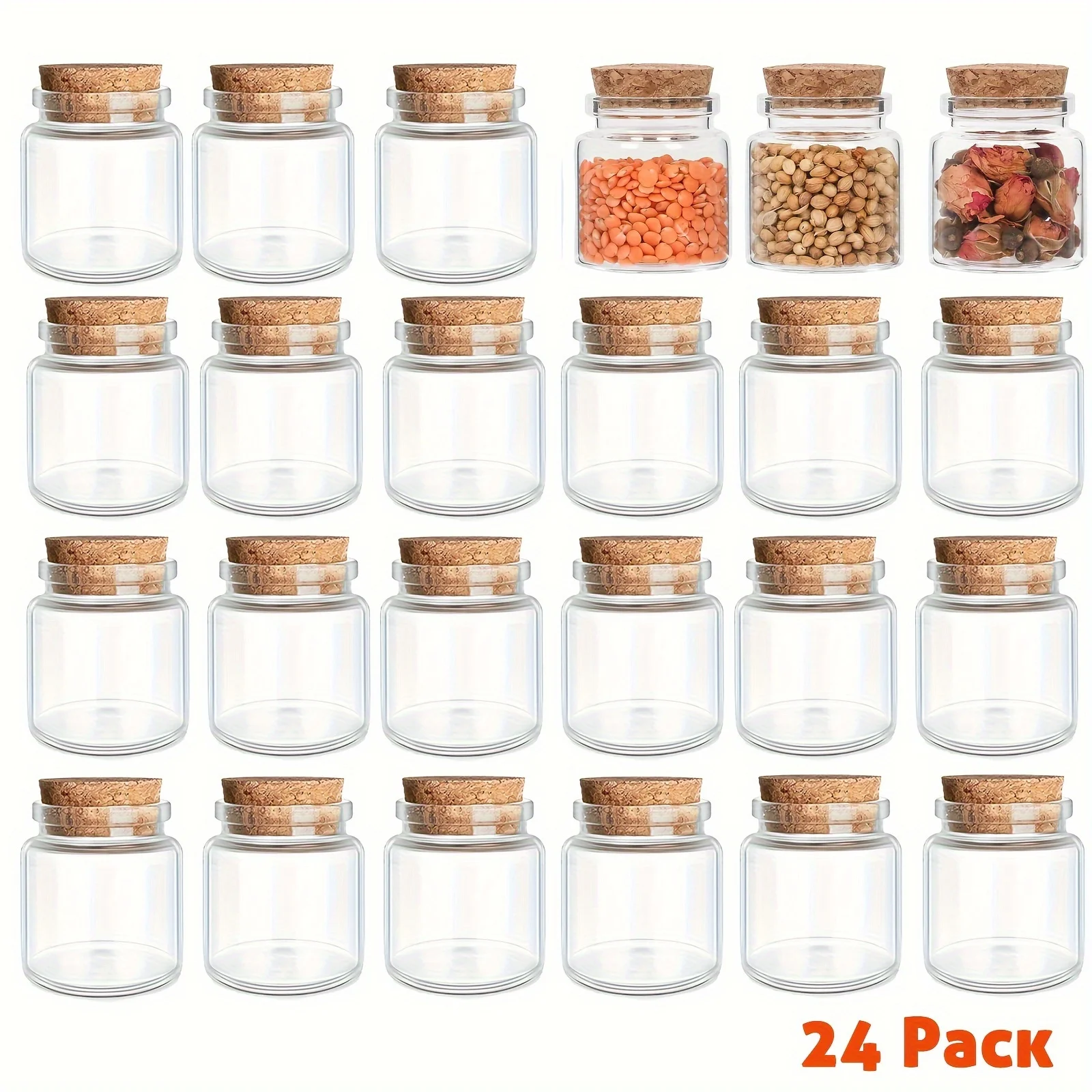 Bottles With Cork Transparent Glass Bottles Vials Capacity 50ml 47x50x33mm for Wedding Holiday Decoration Christmas Gifts 24pcs glass bottles mini glass bottles
