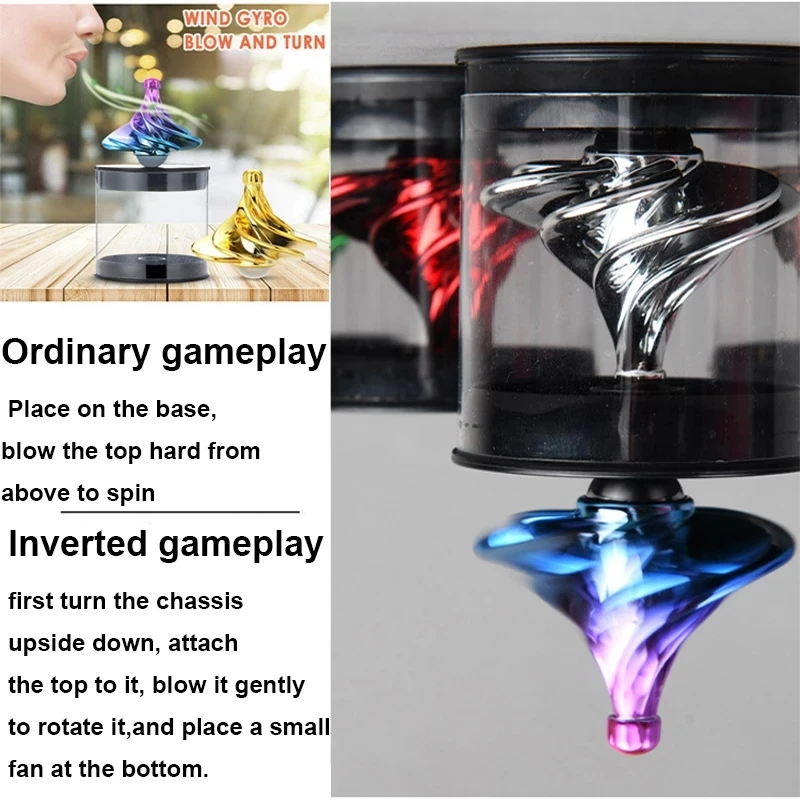 Pneumatic Gyro Decompression Toy Gyro Colorful Wind Blowing Rotating Gyro Pneumatic Spinning Top Fidget Toys For Children Gift