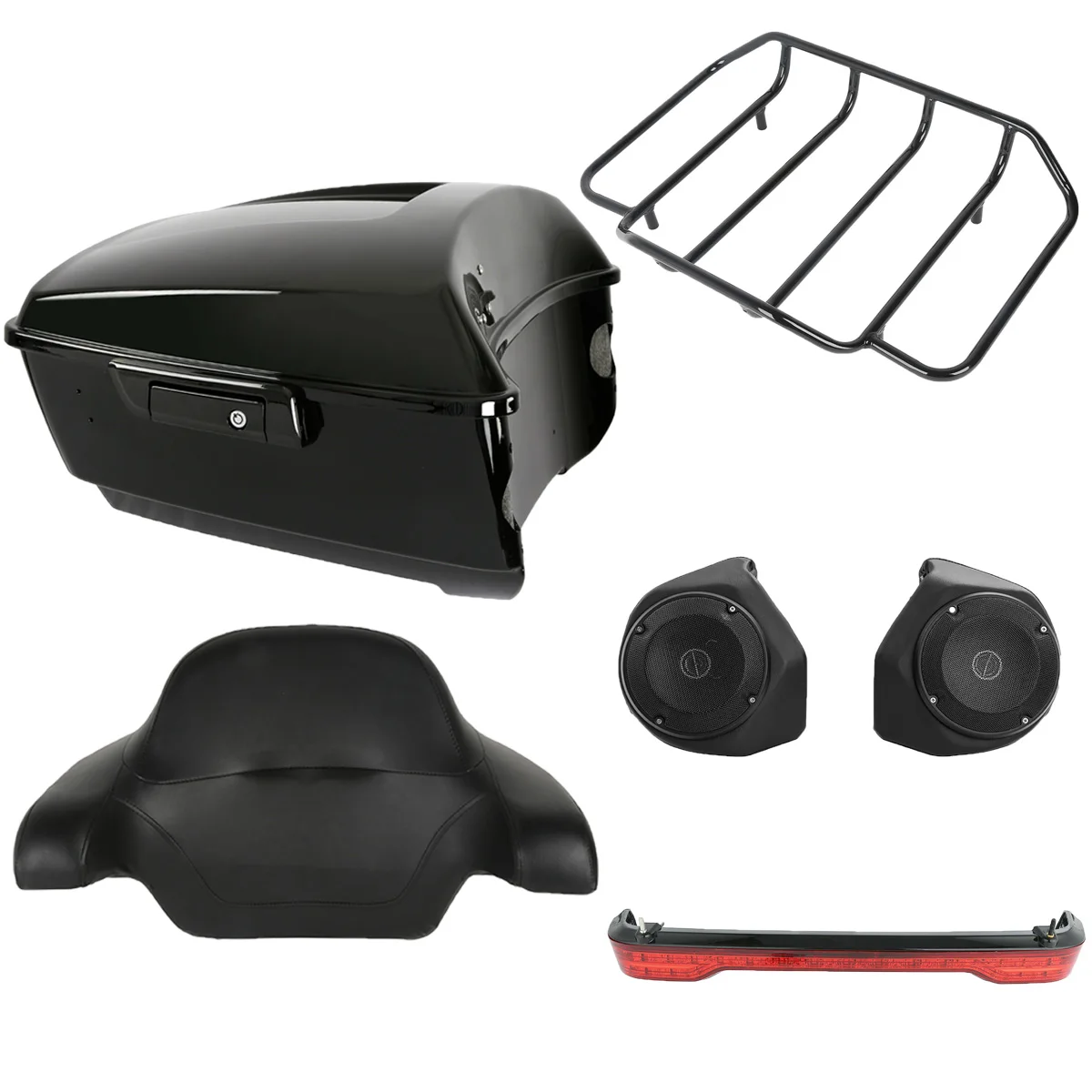 

King Pack Trunk Pad W/Speakers Tail Light Backrest For Harley Touring Tour Pak Street Glide Road King 2014-2023 Motorcycle