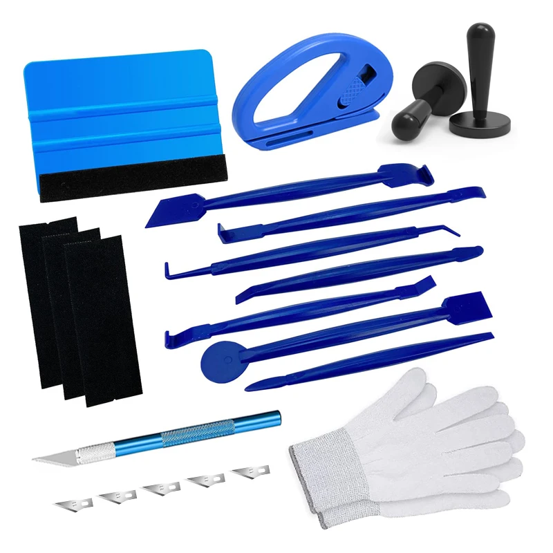 Car Wrapping Tools Tint Film Kit Gripper Magnet Holder Vinyl Wrap Gloves Felt Squeegee Safety Cutter Edge Trimming Squeegee