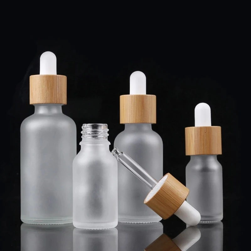 

5ml 10ml 15ml 30ml 50ml 100ml Glass Essential oil Aromatherapy Dropper Bottles Bamboo Cap Reagent Drop Eye Liquid Pipette Bottle