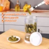 New Olive Container Hourglass Jar with Strainer Flip Pickle Container Olive and Pickle Strainer Jar, for Airtight Food Storage 5