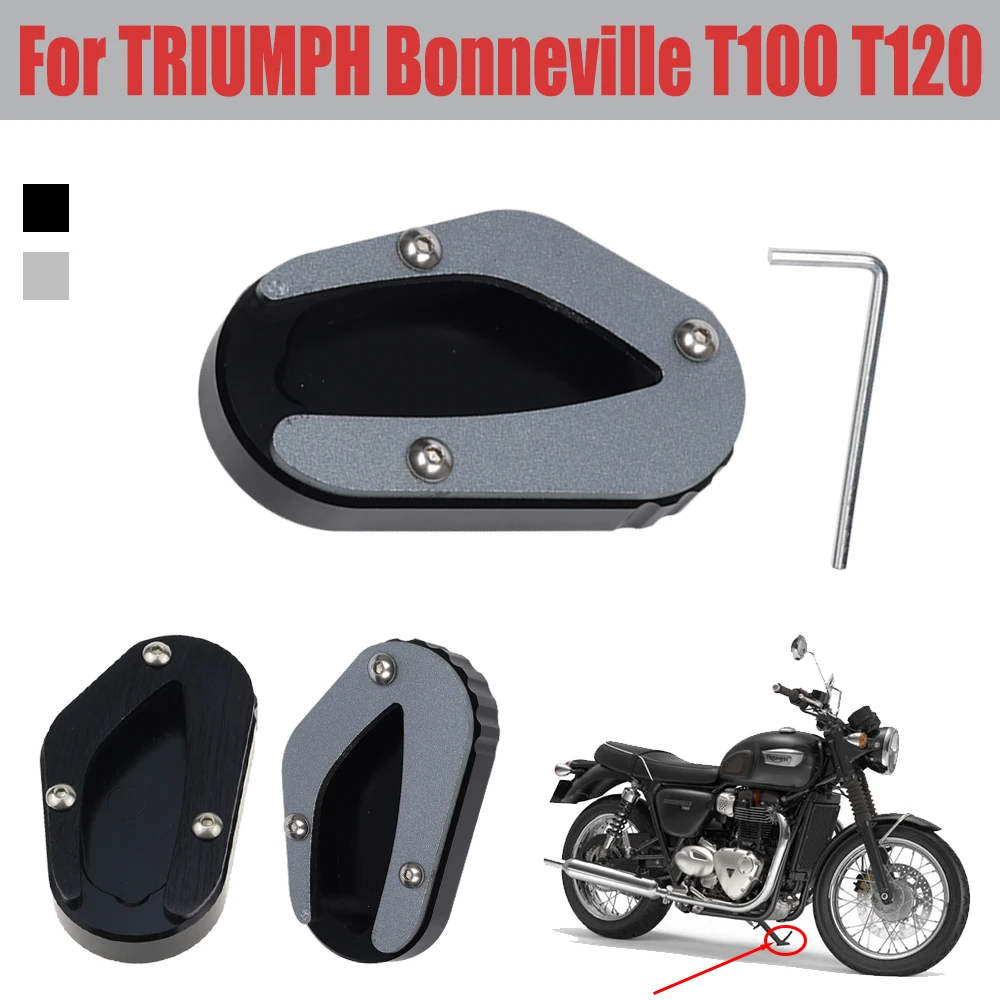 Artudatech Kickstand Enlarge Plate Pad Black Fits for TRIUMPH Bonneville T100 2018-2020 T120 2016-2020 